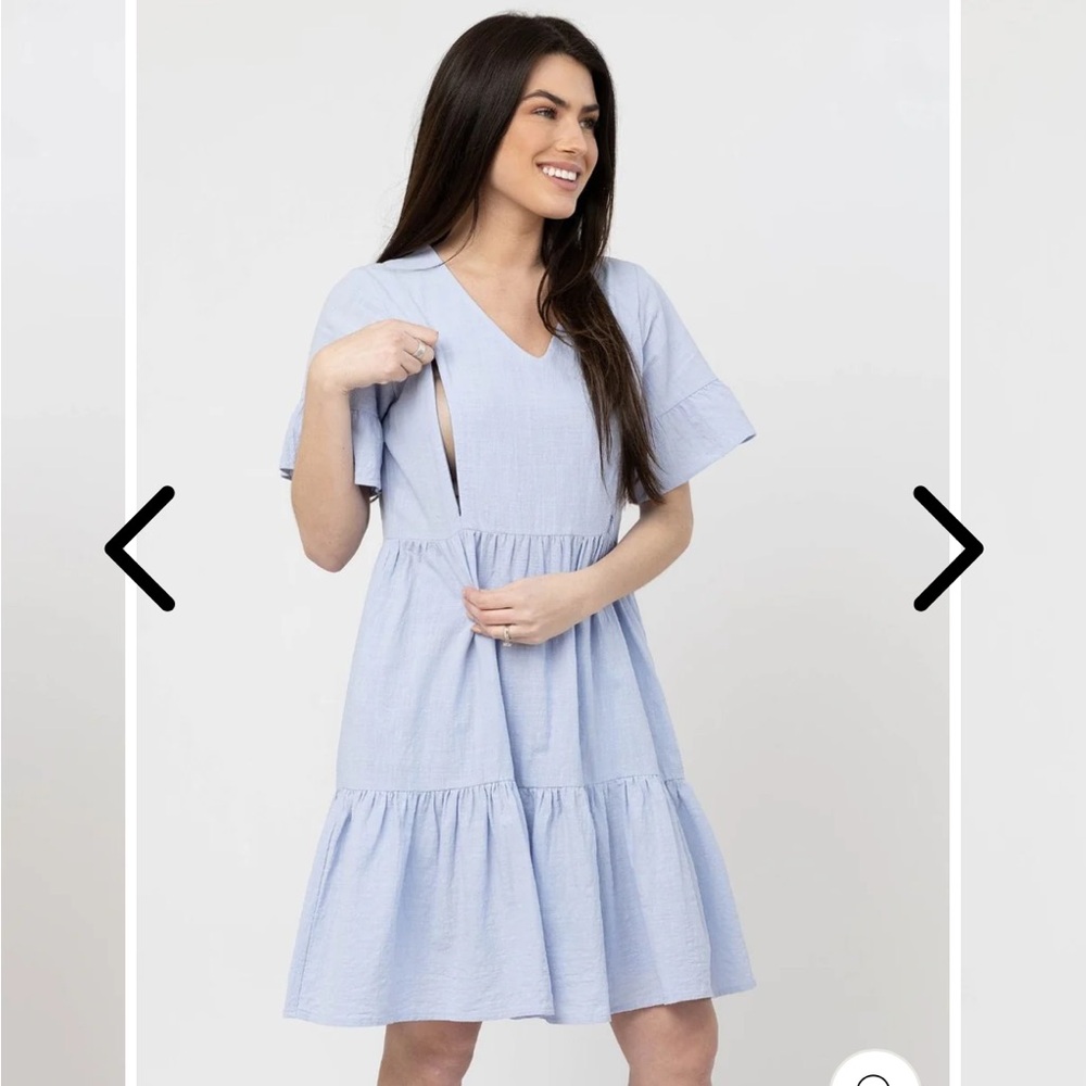 Nursing Queen Sky Blue V-Neck Nursing Breastfeeding Dress